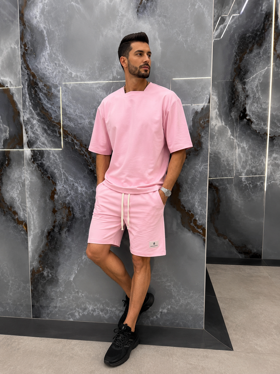 Set 2 Piese Bărbați Tricou + Short URBAN - Roz
