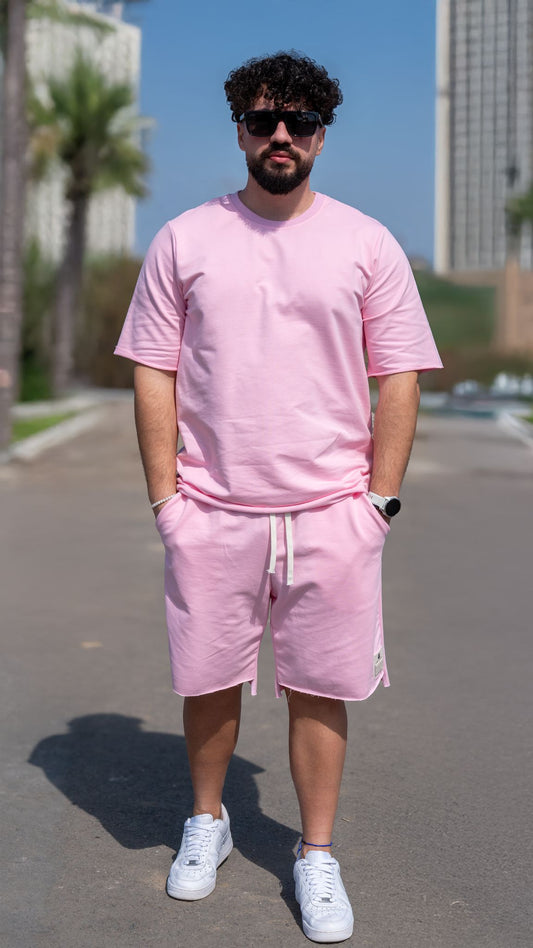 Set 2 Piese Bărbați Tricou + Short ZIAN – Roz