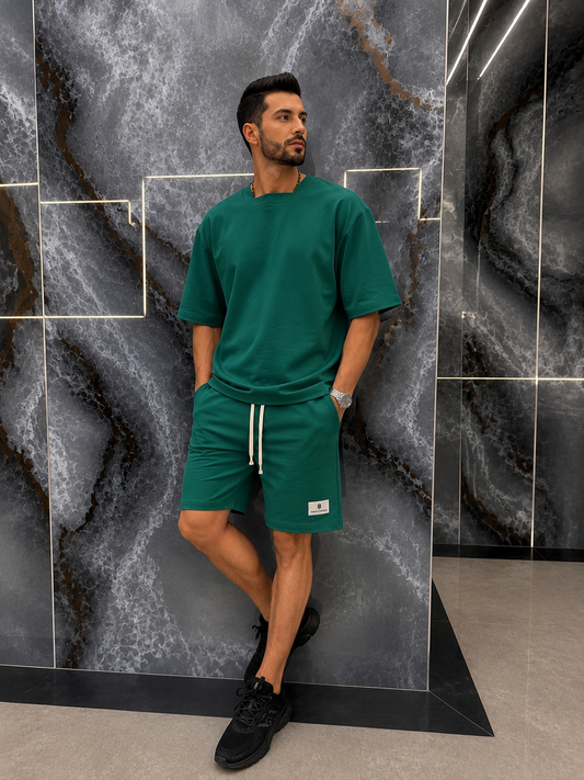 Set 2 Piese Bărbați Tricou + Short URBAN - Verde