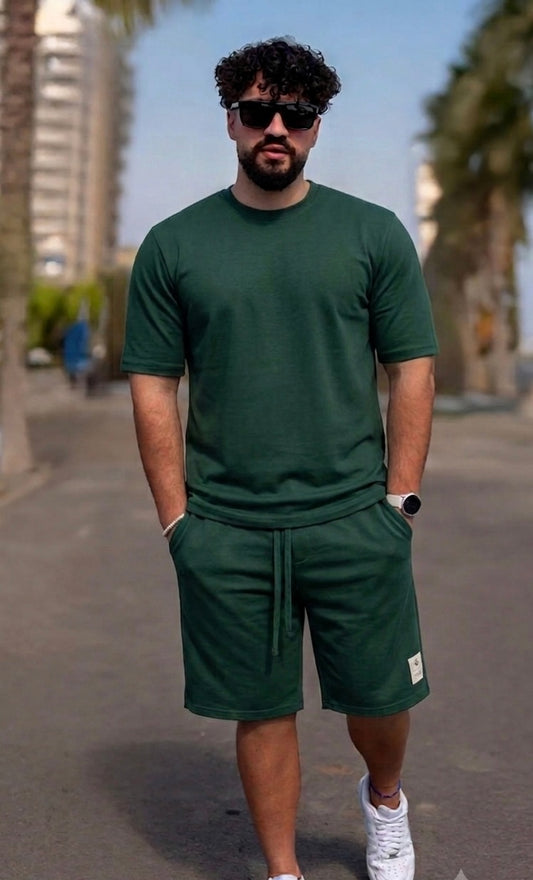 Set 2 Piese Bărbați Tricou + Short ZIAN – Verde
