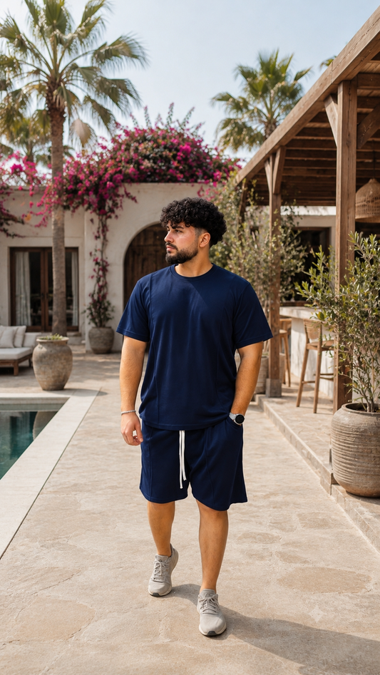 Set 2 Piese Bărbați Tricou + Short Zenit – Bleumarin