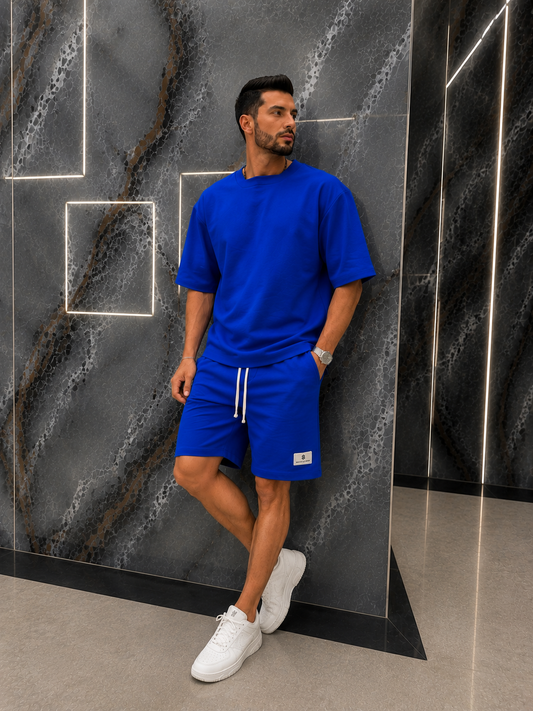 Set 2 Piese Bărbați Tricou + Short URBAN - Albastru