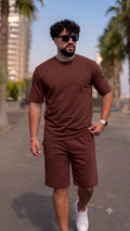 Set 2 Piese Bărbați Tricou + Short ZIAN – Maro