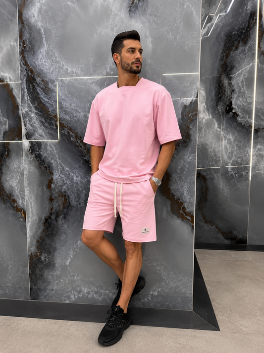 Set 2 Piese Bărbați Tricou + Short URBAN - Roz