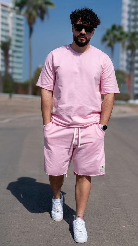 Set 2 Piese Bărbați Tricou + Short ZIAN – Roz