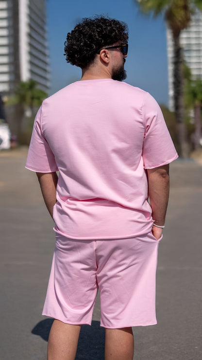 Set 2 Piese Bărbați Tricou + Short ZIAN – Roz