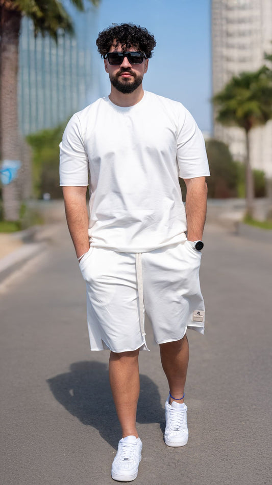 Set 2 Piese Bărbați Tricou + Short ZIAN – Alb