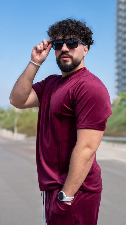 Set 2 Piese Bărbați Tricou + Short Zenit – Bordeaux