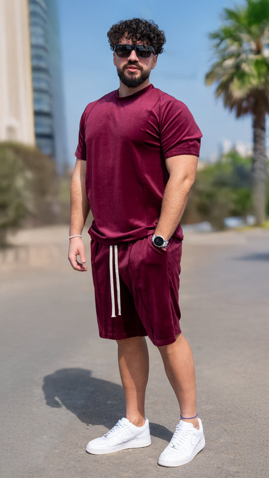 Set 2 Piese Bărbați Tricou + Short Zenit – Bordeaux